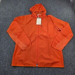 Icebreaker Shell + Merino Cotton Hooded Windbreaker Mens Large‎ Orange Outdoor